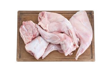 Fresh raw rabbit legs isolated on white, top view