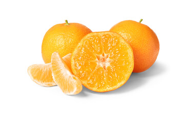 Fresh ripe juicy tangerines isolated on white