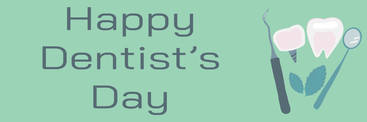 Happy dentist day oral care dental tools flat design
