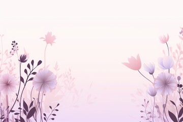 Obraz na płótnie Canvas cute cartoon flower border on a light orchid background, vector, clean