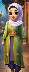  Buaetiful hijab cartoon character Ramadan Mub