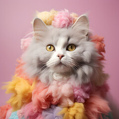 Picture of a colorful, fluffy Persian cat. cute and beautiful