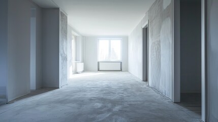 Unfinished Hallway in a Modern Building During Daytime