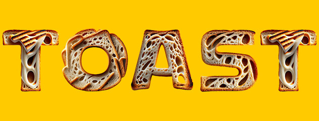 Artistic Toast Typography on Yellow