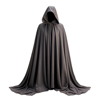black cloak without people, ghost dress, Isolated on a transparent background. PNG cutout or clipping path.	
  