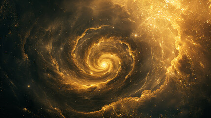 The golden spiral arms of galaxies in the deep sky of the universe.