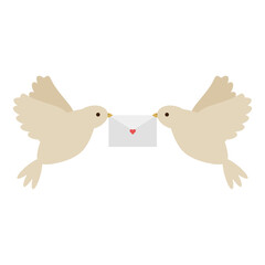 Web Valentine card with dove with letter and hearts.