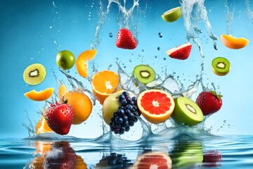 fresh fruit in splash