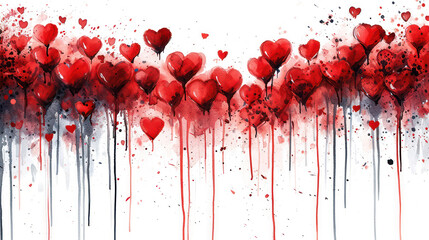 Romantic Red Love: Abstract Heart Illustration on Decorative Grunge Background