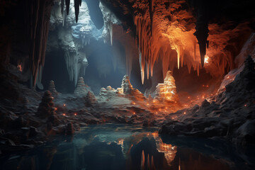 Beautiful cave with stalactites