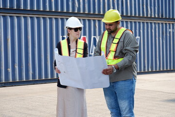 Engineer inspects containers container transport.