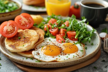 Fototapeta na wymiar breakfast fried eggs in a plate
