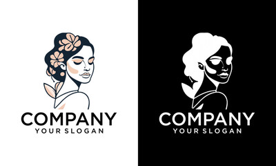 Spa wellness premium girl logo vector yoga, skincare, lotus, flower, girly, feminine