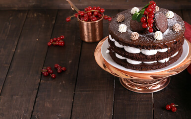 chocolate whoopie pie cake with buttercream and berries