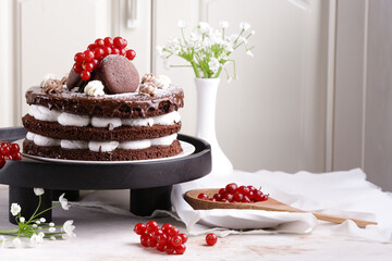 chocolate whoopie pie cake with buttercream and berries