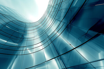 Abstract background, a futuristic building with lighting and lines.