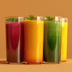 assorted fruit juices closeup