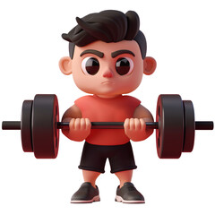 Muscular male weightlifter, cute 3d design. Perfect for sports, advertising and design elements