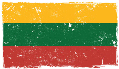 Lithuania. country flag painted on wooden Style Pattern 