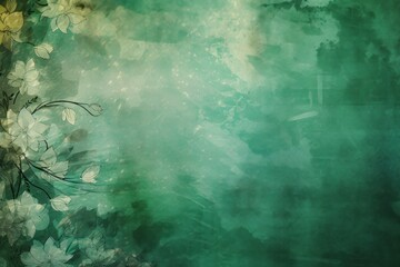 Fototapeta na wymiar emerald abstract floral background with natural grunge textures
