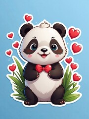 Adorable Panda With Heart Balloons 1