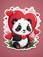 Adorable Panda With Heart Balloons 34