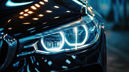 luxury car headlights display