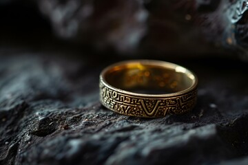 Obraz na płótnie Canvas AI-generated illustration of a stunning gold ring with intricate carvings