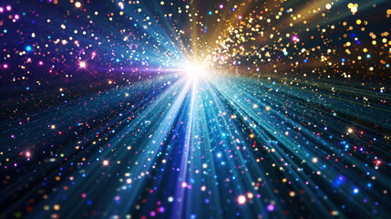 Naklejka premium A light beam with many stars above it.