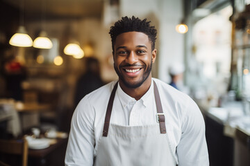 Young African American man in chef uniform