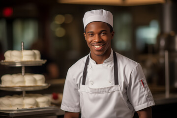 Young African American man in chef uniform