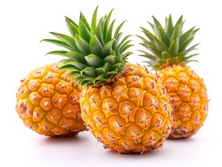 pineapples closeup on white background