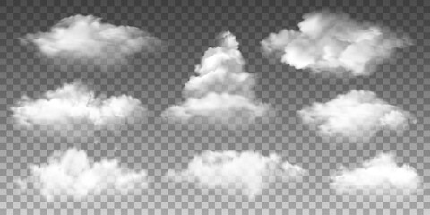 Realistic 3D vector isolated cloud on the transparent background - obrazy, fototapety, plakaty