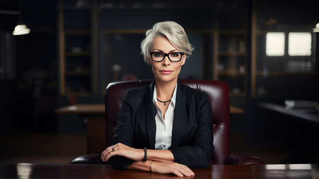 horizontal image of a psychologist seated at her desk in her office Generative AI