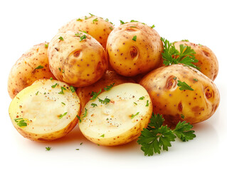 raw new potatoes closeup