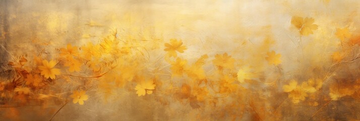 gold abstract floral background with natural grunge textures - obrazy, fototapety, plakaty