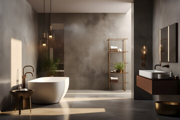 bathroom with a minimalist bathtub