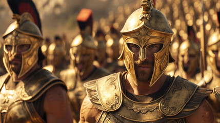 Spartans getting ready for the famous battle. - obrazy, fototapety, plakaty