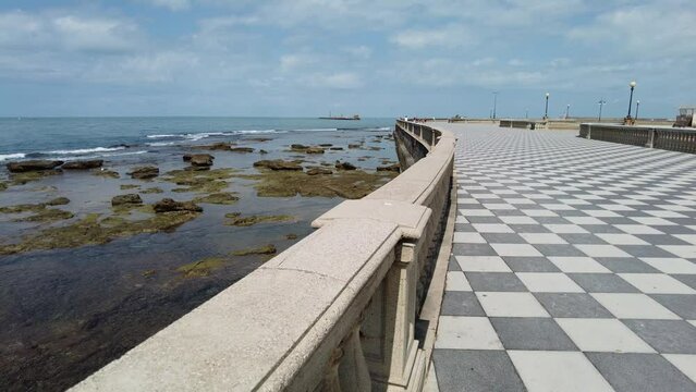 Scenic sight of the beautiful Mascagni Terrance in the city of Livorno on a sunny summer morning. Tuscany, Italy.