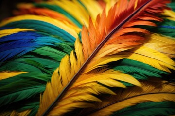 colorful bright feathers leave in the style of Mardi Carnival Festival, Venetian Background, Celebration ai art