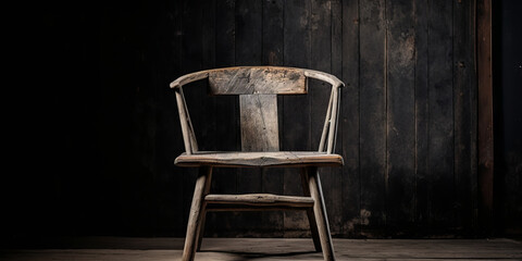 Solitary Wabi-Sabi Wooden Chair
