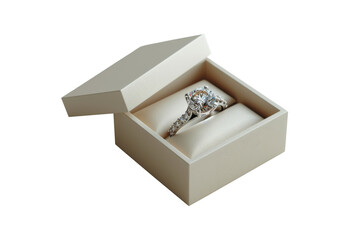 Beautiful ring box isolated on transparent background for  wedding luxury style.