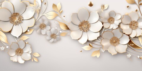 Fototapeta na wymiar Gold vector illustration cute aesthetic old silver paper with cute silver flowers