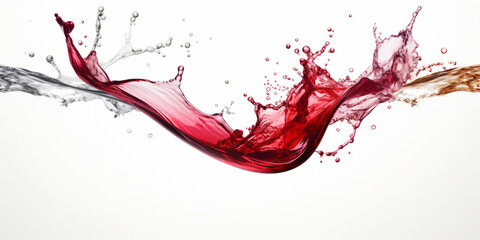 Artistic Red and White Wine Splash Isolated