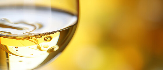 Macro Shot of White Wine with Vibrant Bubbles