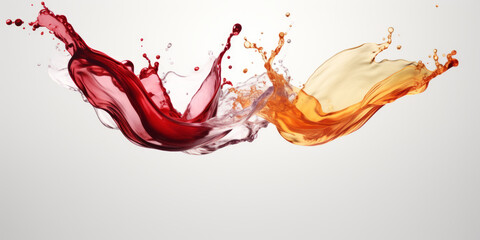Synchronized Red and White Wine Splash