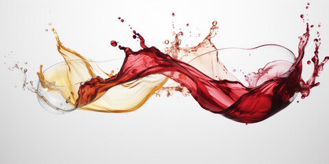 Synchronized Red and White Wine Splash