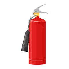 Сarbon dioxide fire extinguisher with nozzle isolated on white background. Portable fire extinguishing equipment from fire department. Professional tool. Realistic 3D vector illustration