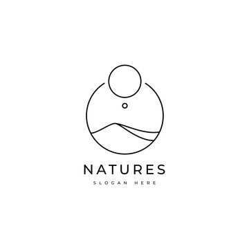nature sand desert line logo design graphic vector