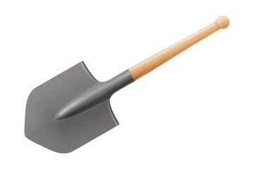 Sapper shovel isolated on white background. Steel spade for soldiers or officers, equipment or supplies for agricultural work. Army, gardening, agriculture concept. Realistic 3d vector illustration